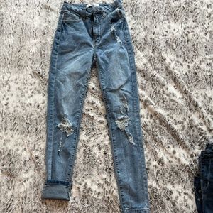 High Rise Distressed Skinny Jeans